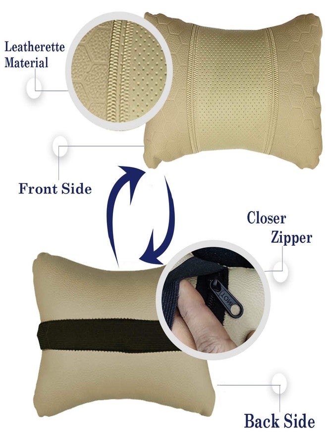 PulGos Car Pillow Faux Leather Material Football Design(2 Pieces) in Beige for Gypsy_PR1083 - Image 2